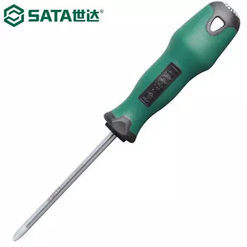 SATA 63514 крестовая отвертка S2, легированная сталь серии T, отвертка с резиновой пластиковой ручкой, сильная магнитная # 2x6,0x200 мм