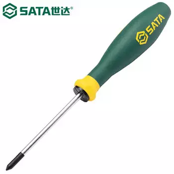 SATA 63604 крестовая отвертка серии G с трехцветной ручкой, отвертка из легированной стали, сильная магнитная # 2x6x150 мм