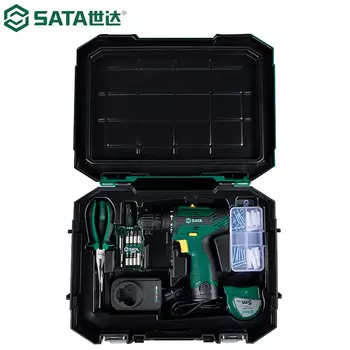 SATA, 66 предметов, набор бытовых электрических инструментов, многофункциональный набор электрических дрелей для ежедневного обслуживания, литиевая электрическая ручная дрель 05152C