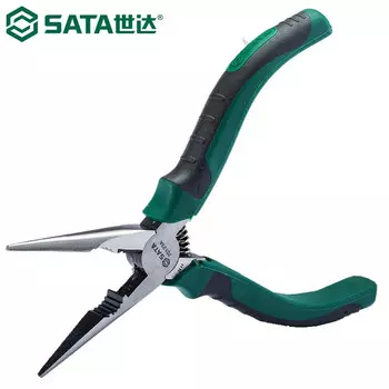 SATA 70123A Круглогубцы в японском стиле Длинногубцы для электрика, инструмент для зачистки проводов, хромованадиевая сталь, 6 дюймов