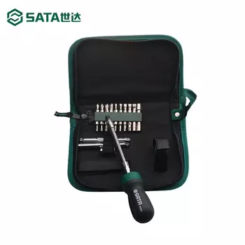 SATA 9342 Набор отверток с храповым механизмом с короткой ручкой, 25 предметов
