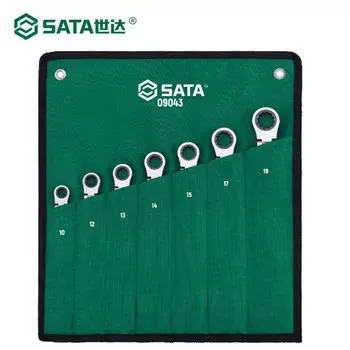 SATA, набор из 7 быстродействующих ключей с удлиненной фиксирующей головкой 09043 — быстродействующий ключ с храповым механизмом двойного назначения