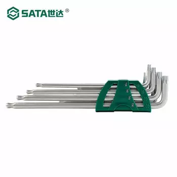 SATA Набор из 9 удлиненных ключей с шаровой головкой в форме цветка 09716 — удлиненная L-образная отвертка из легированной стали S2