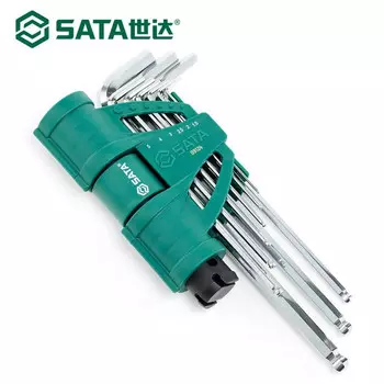 SATA Набор шестигранных ключей из 9 предметов с удлиненной шаровой головкой для увеличения усилия. Шестигранный ключ из закаленной стали SVCM, закаленная метрическая 09124 (1,5-10 мм), в наличии