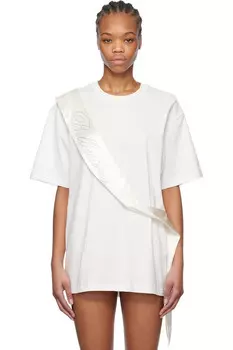 Сатиновая футболка с вышивкой стразами Blumarine, белый