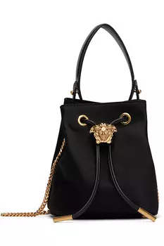 Сатиновая мини-сумка-ведерко 'La medusa' Versace, черный