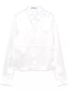 Сатиновая рубашка Prada, белый