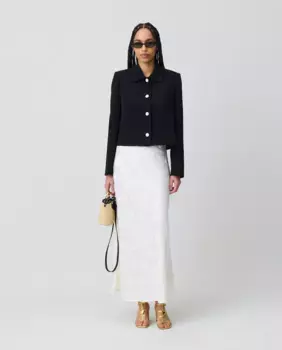 Сатиновая струящаяся юбка с цветочным принтом Claudie Pierlot, белый