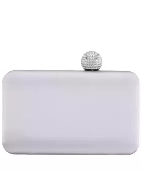 Сатиновая сумочка-клатч Minaudiere с кристальным замочком Nina, серый