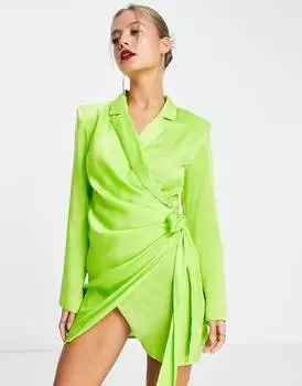 Сатиновое платье мини-блейзер с запахом ASOS DESIGN