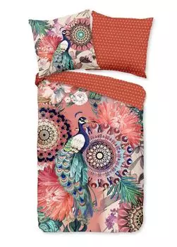 Сатиновое постельное белье Dream Castle - Lynouk - Мандалы с павлином, оранжевый, бирюзовый 135 х 200 см Мандалы с павлином, оранжевый, бирюзовый Traumschloss