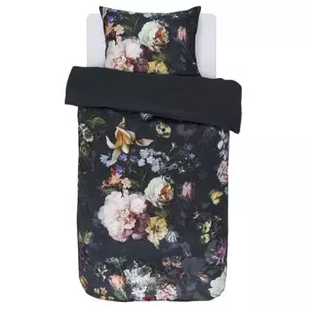 Сатиновое постельное белье Essenza Fleur, цвет ночь синий 200х200см+2х80х80