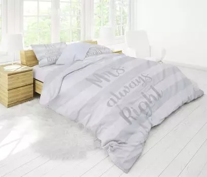 Сатиновое постельное белье из 4 предметов, партнерское постельное белье 135х200см Mr. Right + Mrs. Always Right Jack