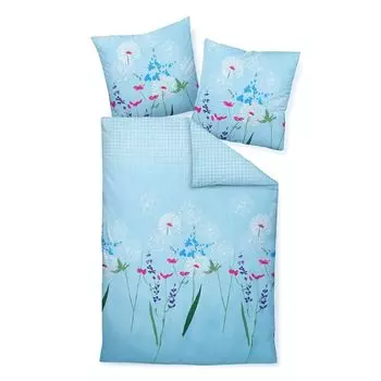 Сатиновое постельное белье Janine Mako moment 98053 240x220+2x80x80 см цвет небесно-голубой Original Janine