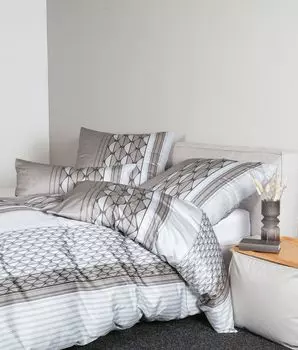 Сатиновое постельное белье Janine Mako Milano 45089-08 серебро платина 155х200 см+80х80 см Original Janine