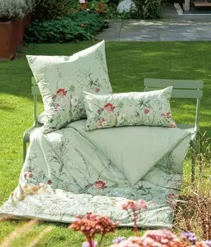 Сатиновое постельное белье Janine Mako Milano 45091-06 шалфейный зеленый 155х220 см+80х80 см Original Janine