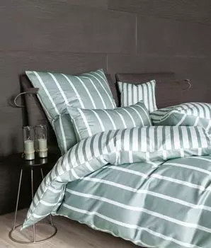 Сатиновое постельное белье Janine Mako, современная классическая наволочка, односпальная, 40x80 см, шалфейно-зеленый Original Janine