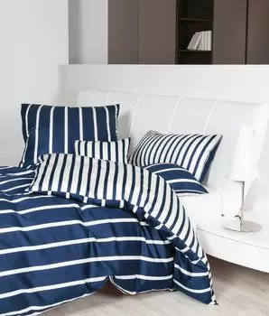 Сатиновое постельное белье Janine Mako, современная классическая наволочка одинарная 40х40 см, паслен синий Original Janine