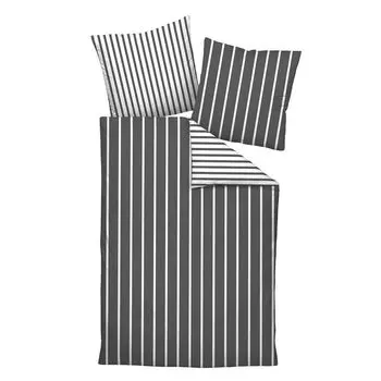 Сатиновое постельное белье Janine Mako современный классический пододеяльник односпальный 240x220 см антрацит Original Janine