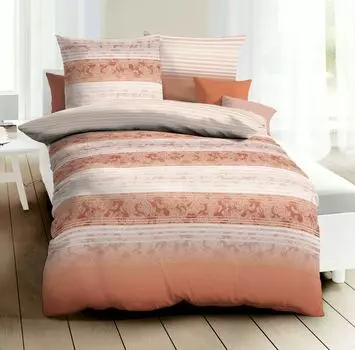 Сатиновое постельное белье Kaeppel Mako 2 шт. 155х220см Palace Copper Terra Offwhite.