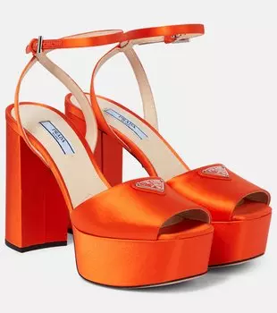 Сатиновые босоножки на платформе Prada, Arancio