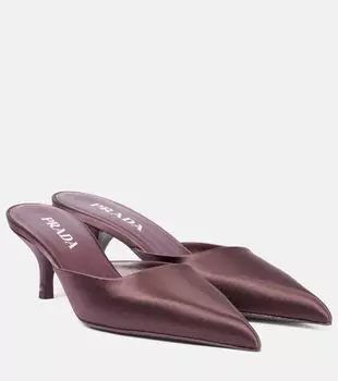 Сатиновые шлепанцы Prada, Bordeaux
