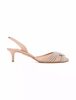 Сатиновые слингбэки Gatsby Aquazzura, бежевый