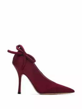 Сатиновые туфли с бантом Valentino Garavani, бордовый
