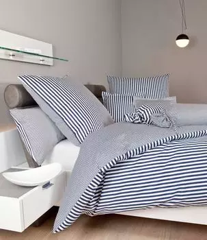 Сатиновый чехол на подушку Janine Mako Kiss 60x40 1 шт. Modernclassic 3912-12-640 темно-синий Original Janine