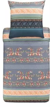 Сатиновый комплект постельного белья Bassetti Mako Orosei цвет серый-G1 размер 155х220 + 1х 80х80 100% хлопок