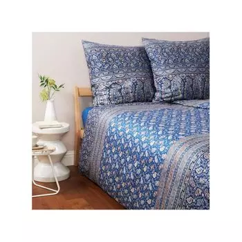 Сатиновый комплект постельного белья Bassetti Mako Imperia цвет синий B1 размер 200х200 + 2х 80х80 100% хлопок