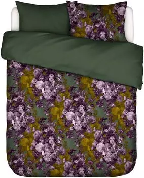Сатиновый комплект постельного белья Essenza Leila цвет лесной зеленый размер 155х220+80х80