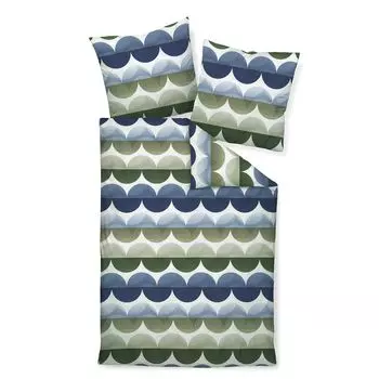 Сатиновый комплект постельного белья Janine Design Mako moment 98092 цвет синий зеленый-02 размер 200X200+2x80x80см Original Janine