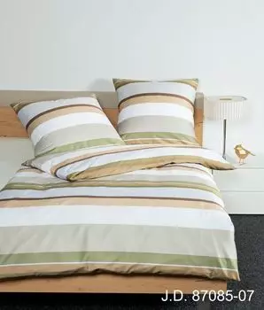 Сатиновый комплект постельного белья Janine Design Mako J.D. 87085 цвет хаки темно-оливковый коричневый размер 240х220+2х80х80см Original Janine