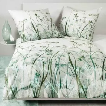 Сатиновый комплект постельного белья Janine Design Mako современное искусство S 42118 цвет лесной зеленый-06 размер 135х200+80х80см Original Janine