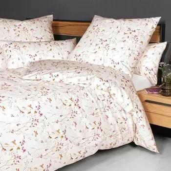 Сатиновый комплект постельного белья Janine Design Mako MILANO 45076 цвет ibis Rose berry natural-01 размер 155х220+80х80см Original Janine