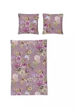 Сатиновый комплект постельного белья Mako Glamour 8865 Floretta irisette, цвет Gesamt Breite Rosa