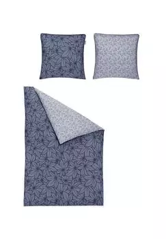 Сатиновый комплект постельного белья Mako Glamour 8504 Fuuko irisette, цвет Gesamt Breite Blau