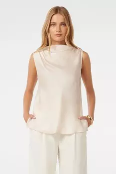 Сатиновый топ капюшон Sallie Forever New, бежевый