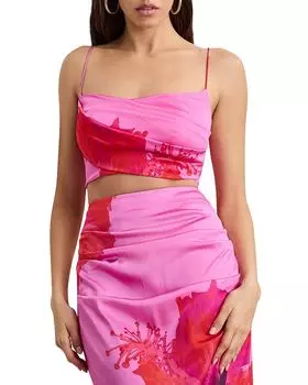 Сатиновый укороченный топ с драпировкой Good American, розовый