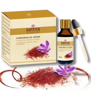 Sattva Kumkumadi Oil Serum Антивозрастное масло для лица с шафраном для сияющей кожи и против пигментных пятен Уход за кожей Масло-сыворотка для лица 30 мл Sattva Ayurveda