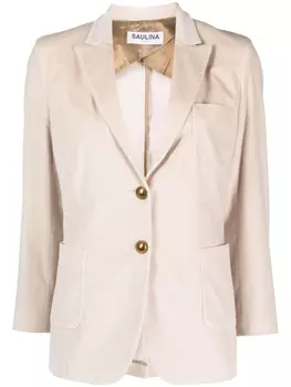 Saulina однобортный блейзер с заостренным воротником, нейтральный цвет