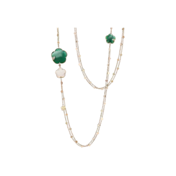 Sautoir ton joli из розового золота с зеленым агатом и белым агатом, цветком, белыми бриллиантами - 16128r - 16128r PASQUALE BRUNI