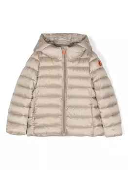 Save The Duck Kids пуховик на молнии с нашивкой-логотипом, нейтральный цвет