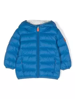 Save The Duck пуховик с капюшоном и нашивкой-логотипом, синий