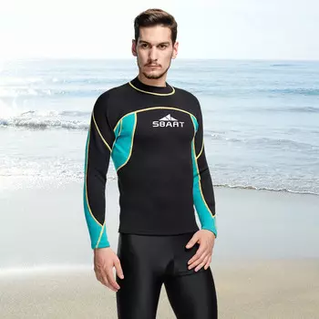 SBART 2 мм теплый солнцезащитный купальник для серфинга, теплый зимний плавательный раздельный купальник, 739, черный, синий, L