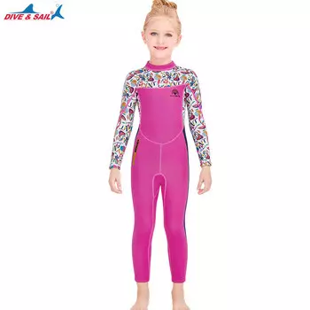 SBART Defsel 2,5 мм детский теплый гидрокостюм цельный купальник с длинными рукавами розово-красный - обратите внимание на размер при размещении заказа