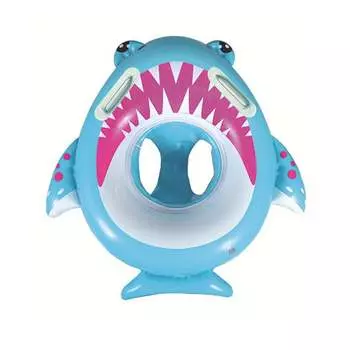 SBART детское кольцо для плавания с утолщенным сиденьем, подходящее для детей от 8 до 48 месяцев, с ручкой, синее кольцо с нижним сиденьем в области промежности акулы