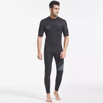 SBART гидрокостюм цельный брюки с короткими рукавами теплый костюм для серфинга на молнии для плавания 1393 черный и темно-серый XXXL