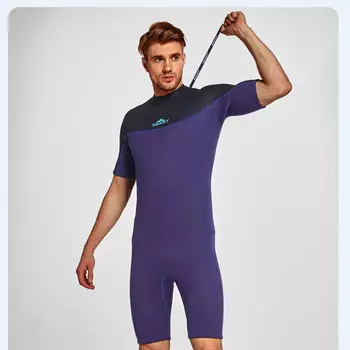 SBART гидрокостюм для взрослых, мужской летний костюм для подводного плавания и серфинга, быстросохнущий купальник с короткими рукавами, утолщенный, 2 мм, 1502, черный, фиолетовый, M